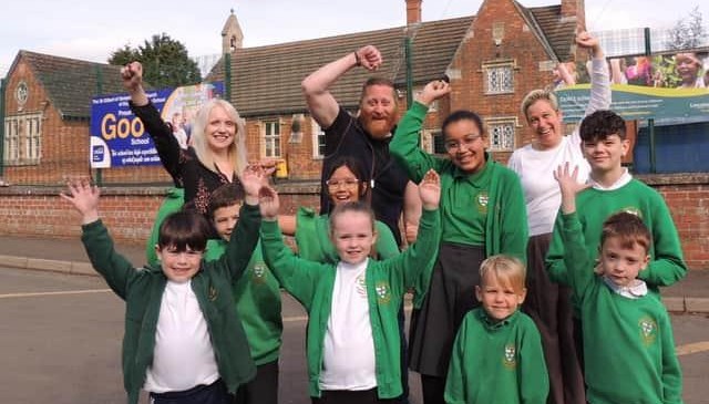 Pupils and teachers celebrate