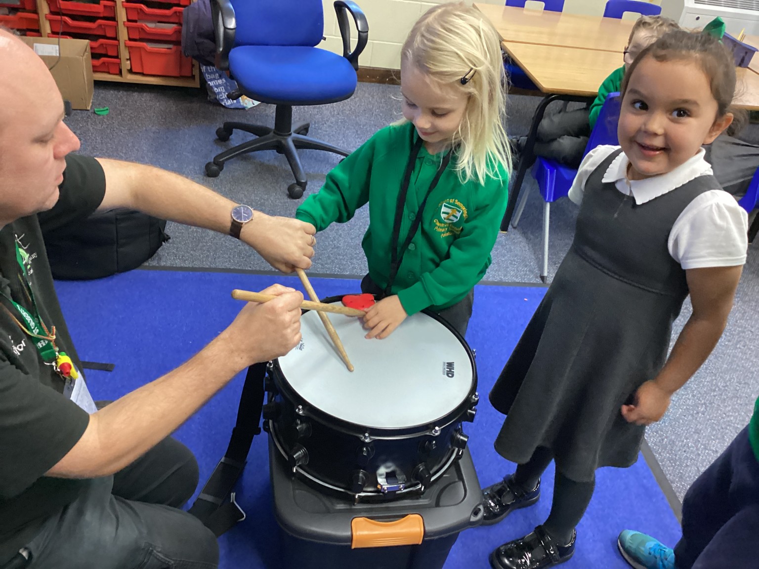 playing the drum