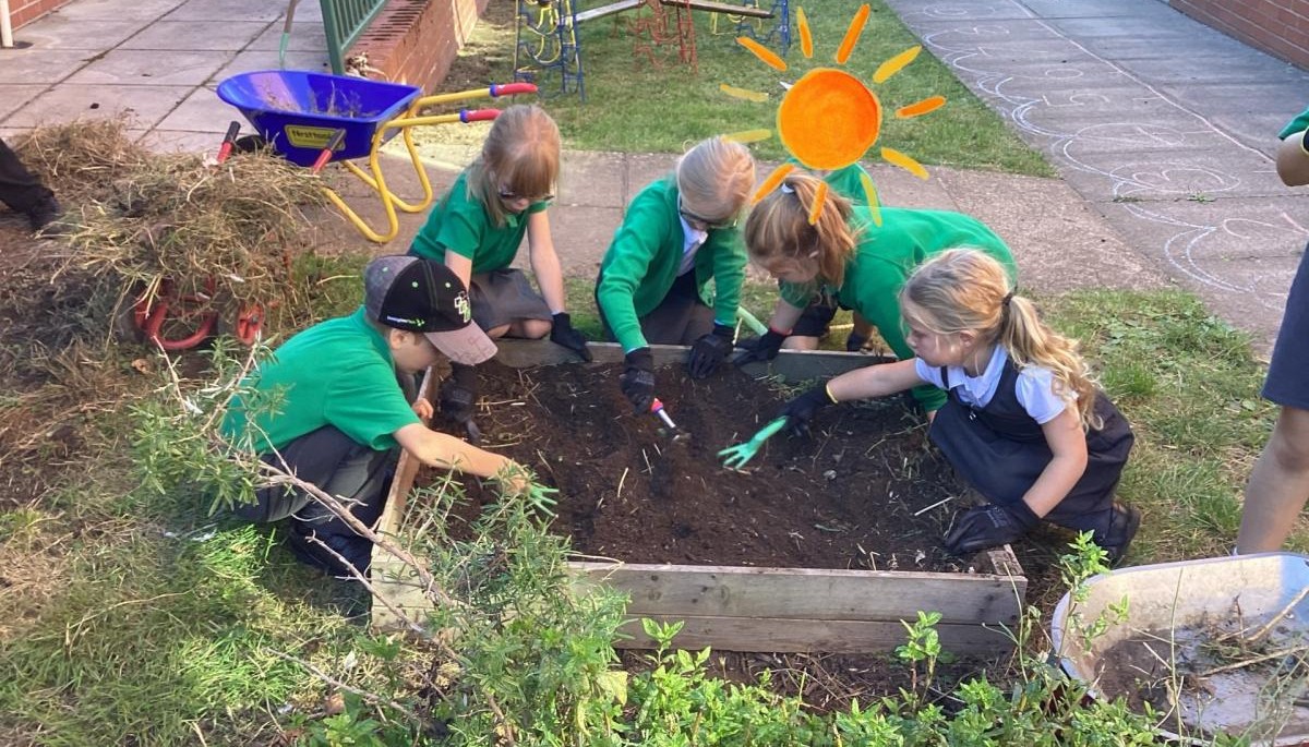 Pupils in the garden
