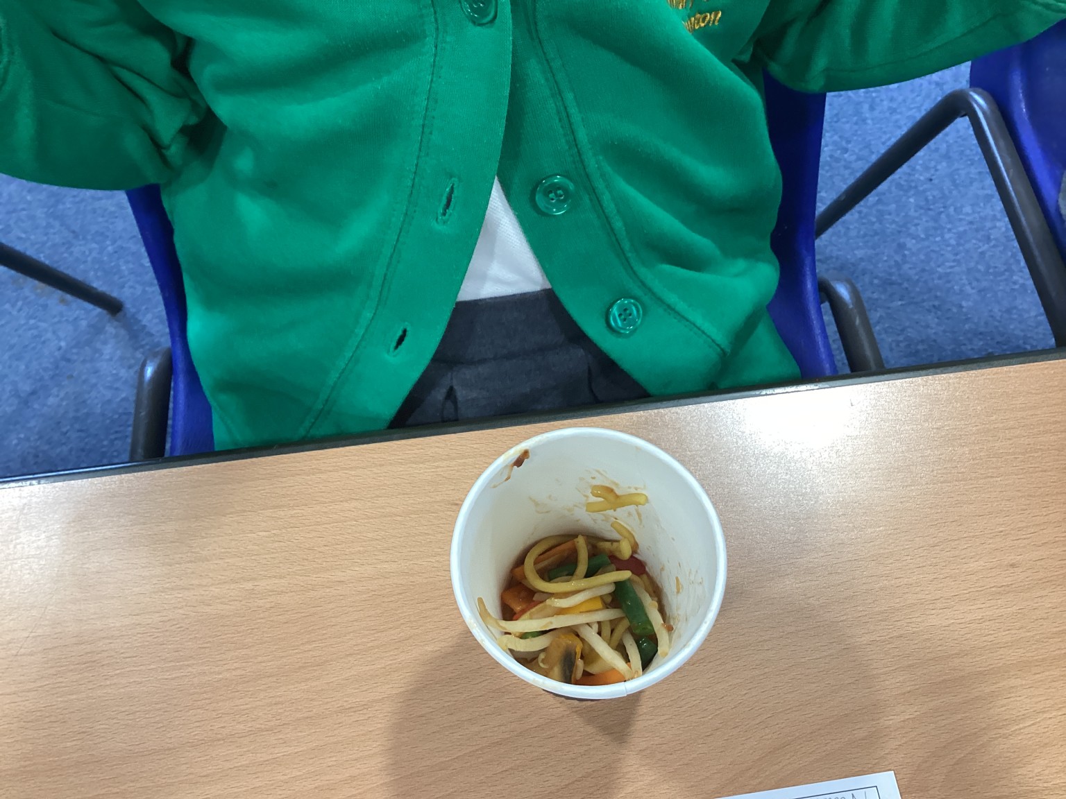 Lots of delicious vegetables, noodles, soy sauce and sweet chilli sauce. 