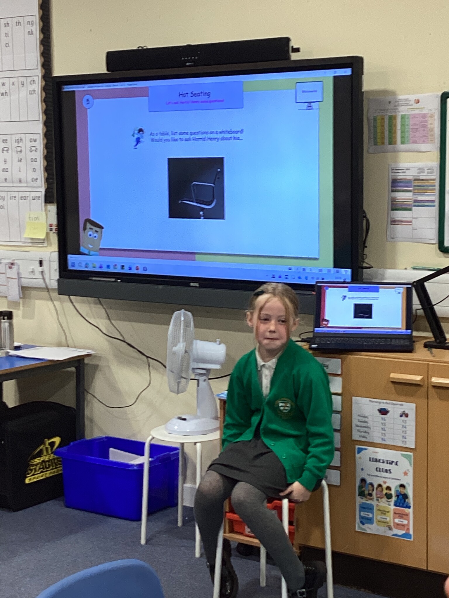 Hot seating as Horrid Henry.