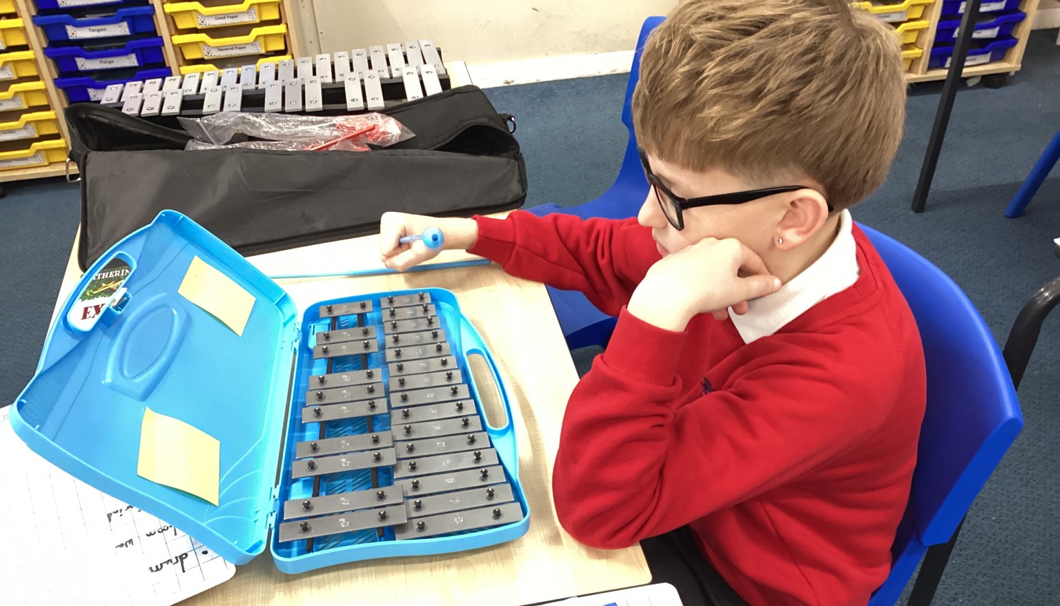 Music - We are learning to play the glockenspiel with Karl.