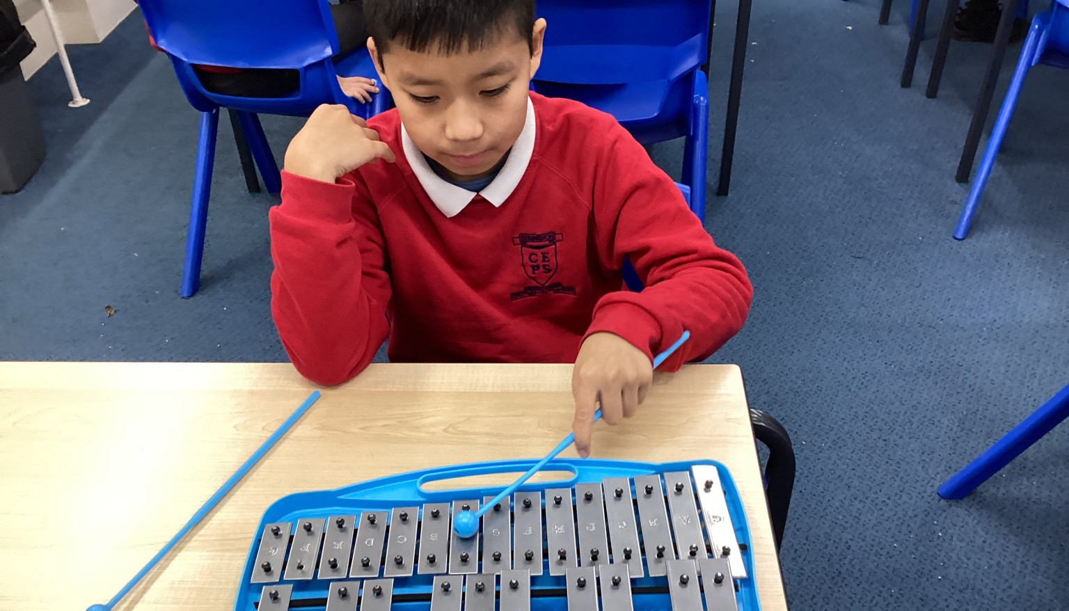 Music - We are learning to play the glockenspiel with Karl.