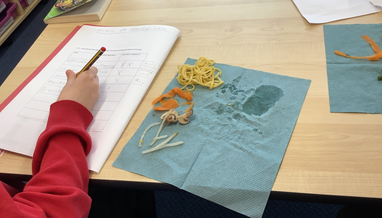 We tasted vegetables in DT in preparation for making a stirfry! 