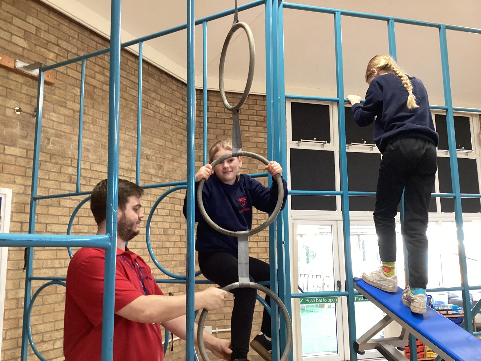 PE - We enjoyed using the apparatus in gymnastics.