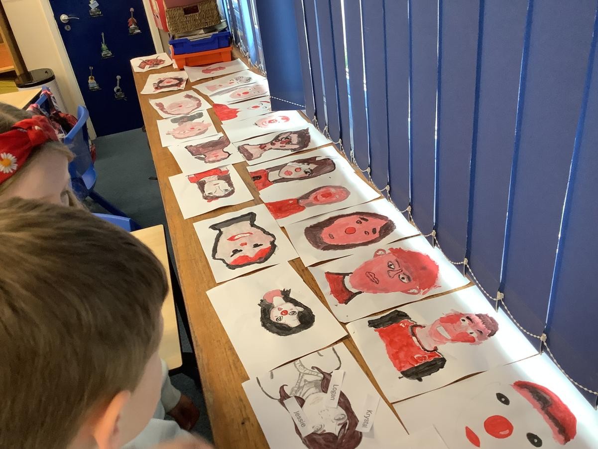 On Red Nose Day, we spent the afternoon looking at all of the self-portraits so that we could choose a winner for the art competition!