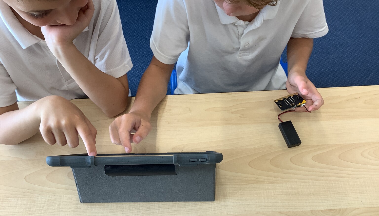 We used iPads to program Microbits in Computing.