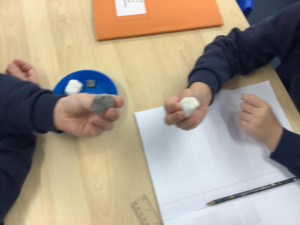 This week during science, we investigated different types of rocks. We discussed their features and what they can be made into.