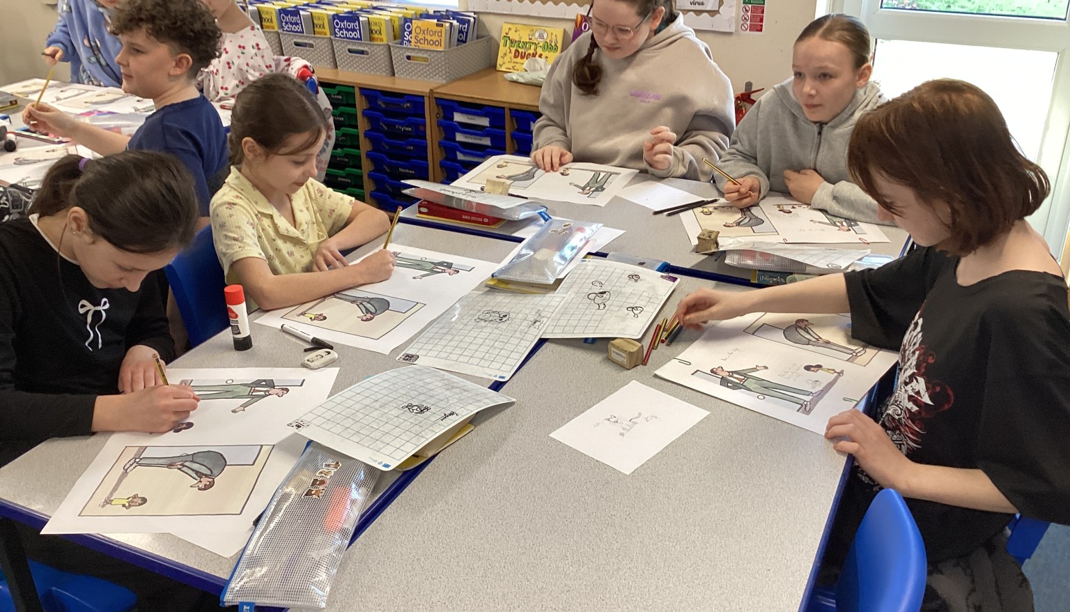 We looked at the book- I want a dog by John Agee. We created our own pages for the book as well as making our own class books.