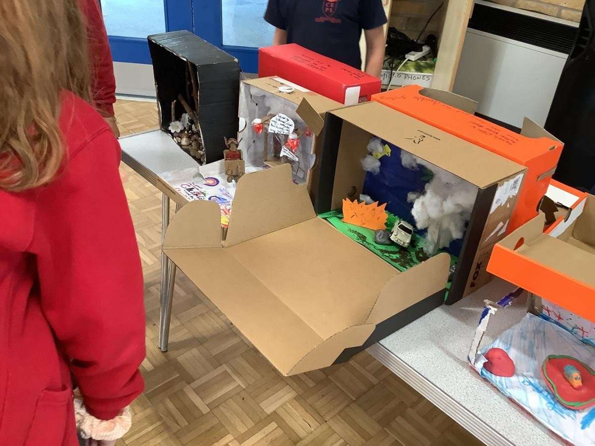 We spent the afternoon looking at all of the different 'Book in a Box' which were sent in for homework!