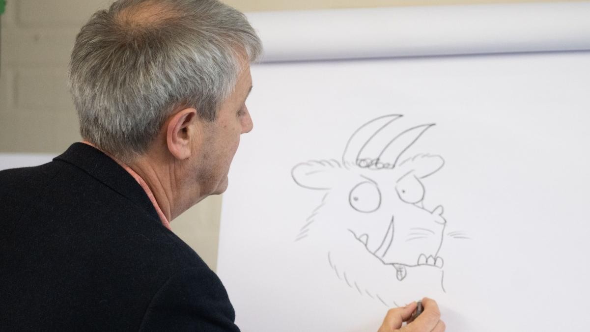 We were so lucky to have an online author visit this December from Axel Scheffler about 'The Tiddler.' Look at Hedgehogs  page for more pictures