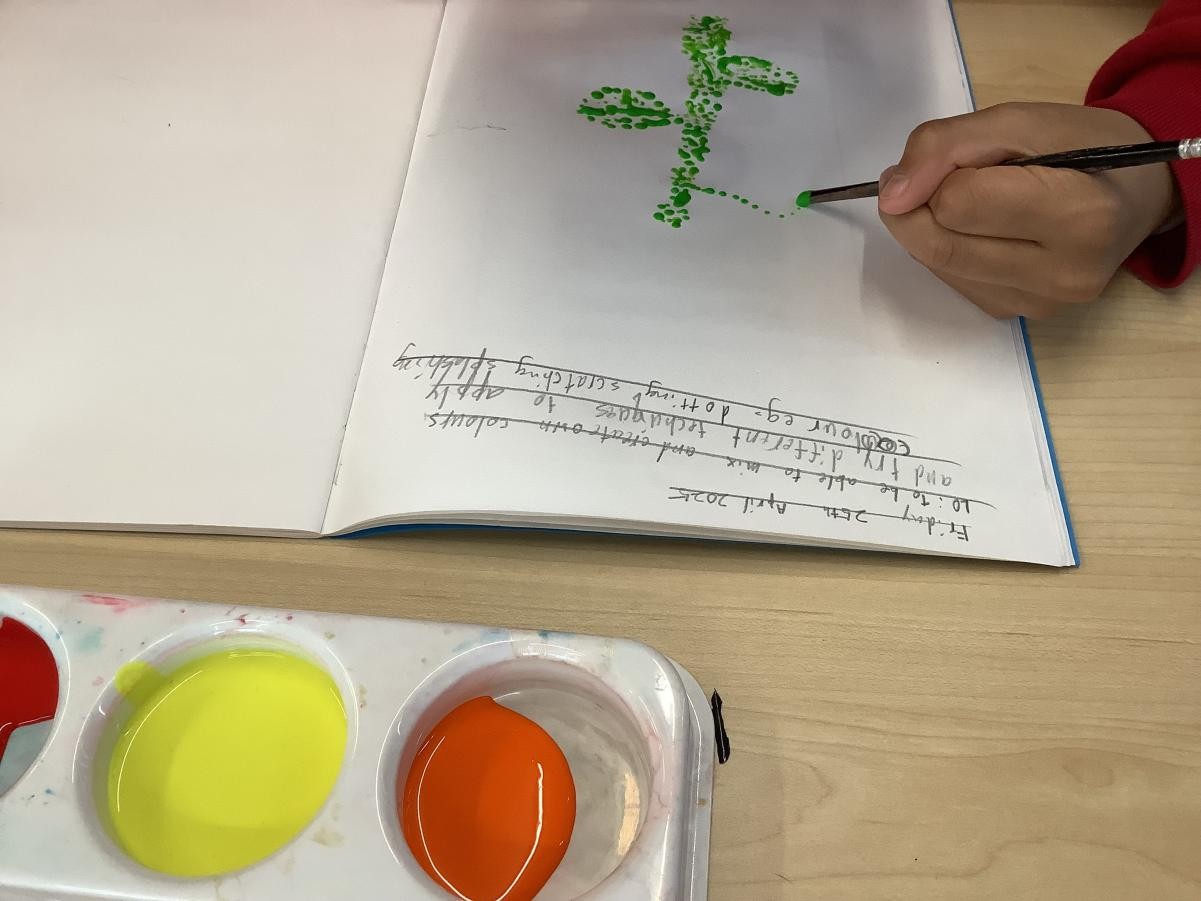 In Art we used pointillism to create flowers.