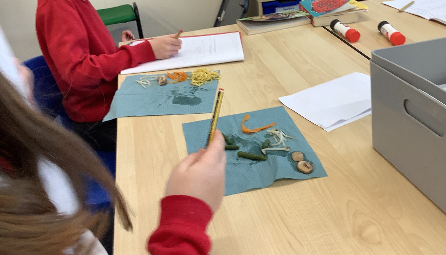 We tasted vegetables in DT in preparation for making a stirfry! 