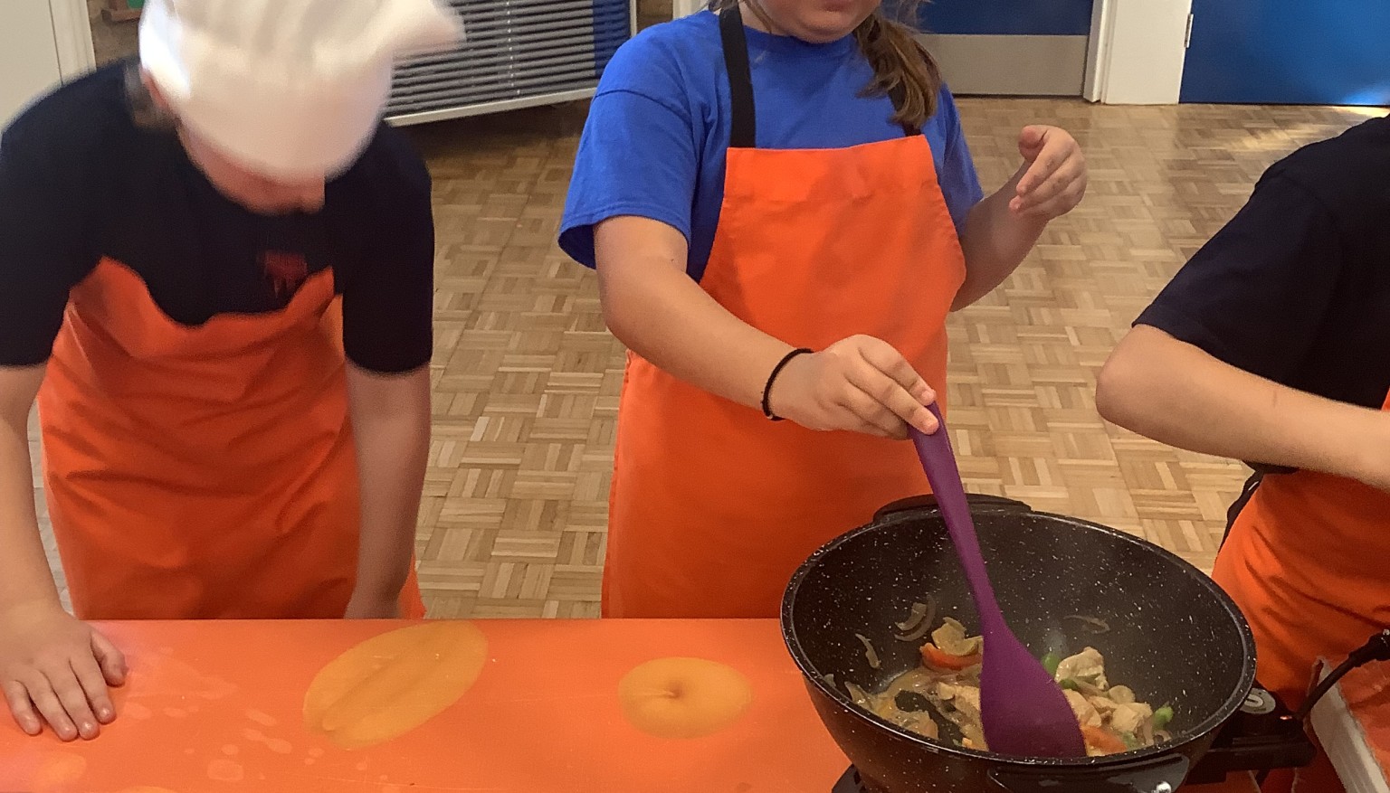 We learnt how to cook with Darren.