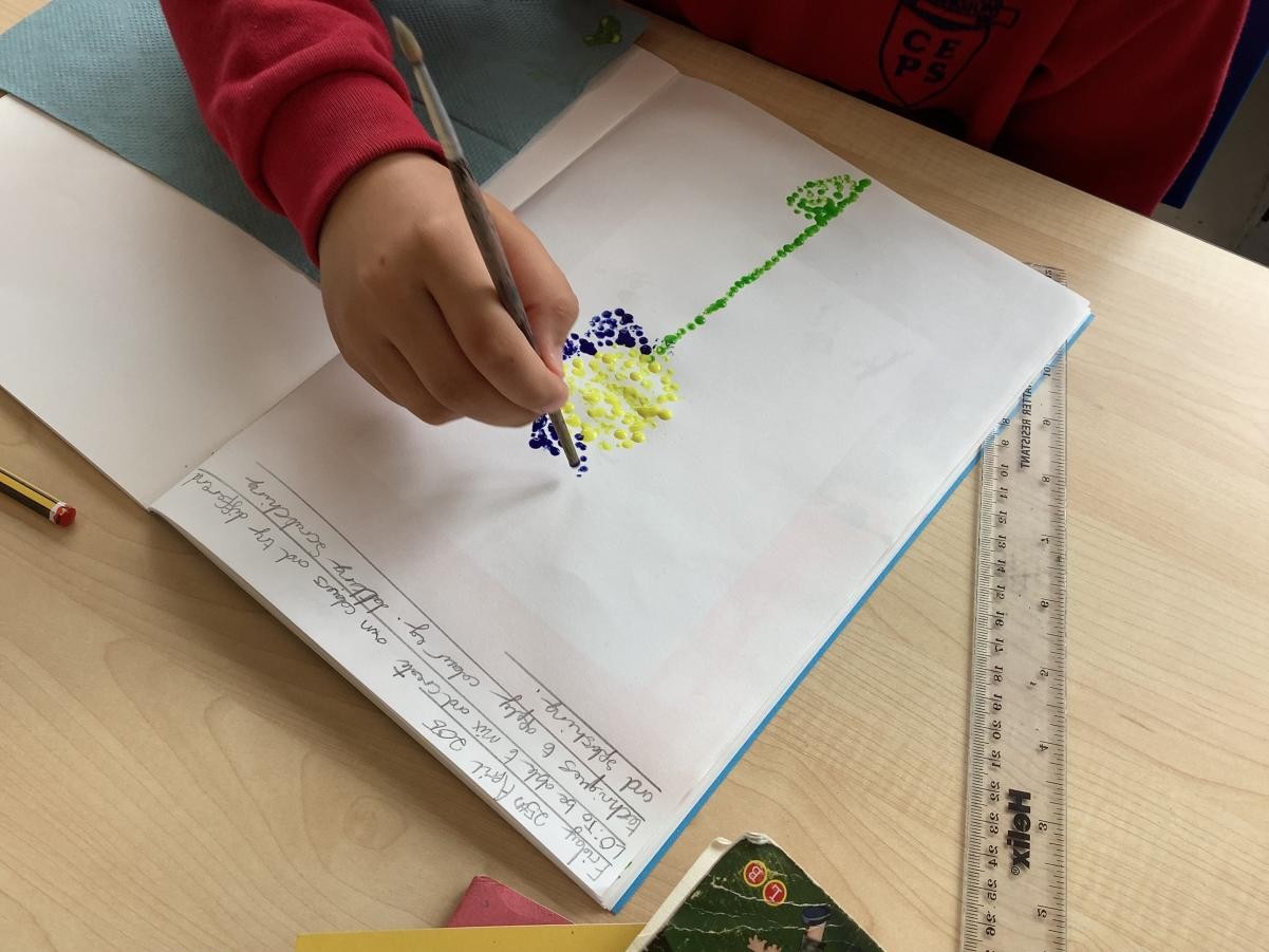 In Art we used pointillism to create flowers.