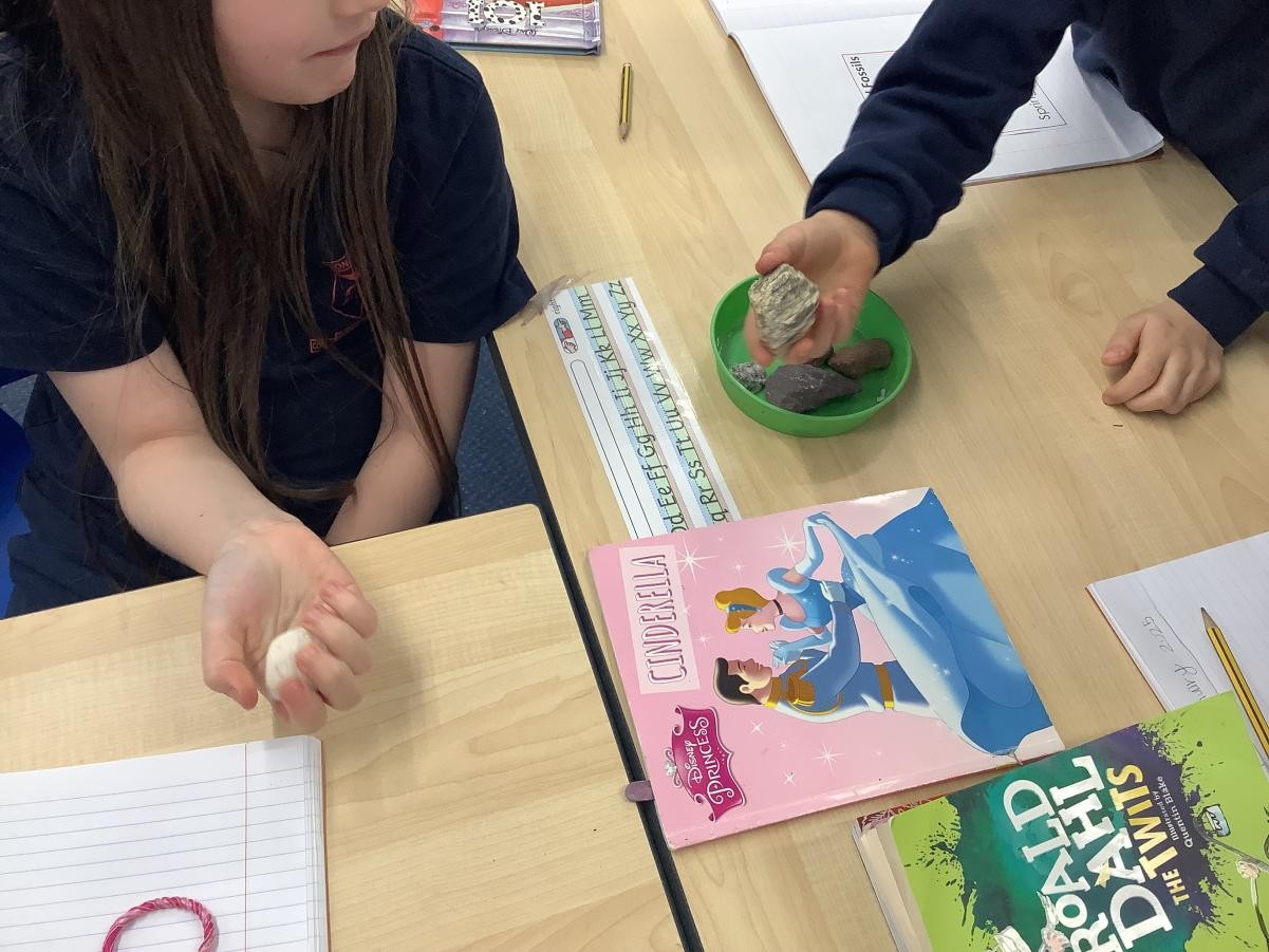 This week during science, we investigated different types of rocks. We discussed their features and what they can be made into.