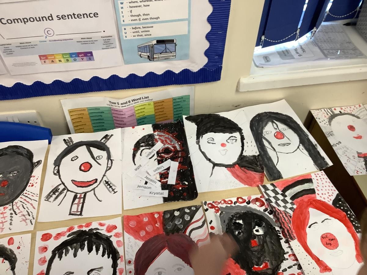 On Red Nose Day, we spent the afternoon looking at all of the self-portraits so that we could choose a winner for the art competition!