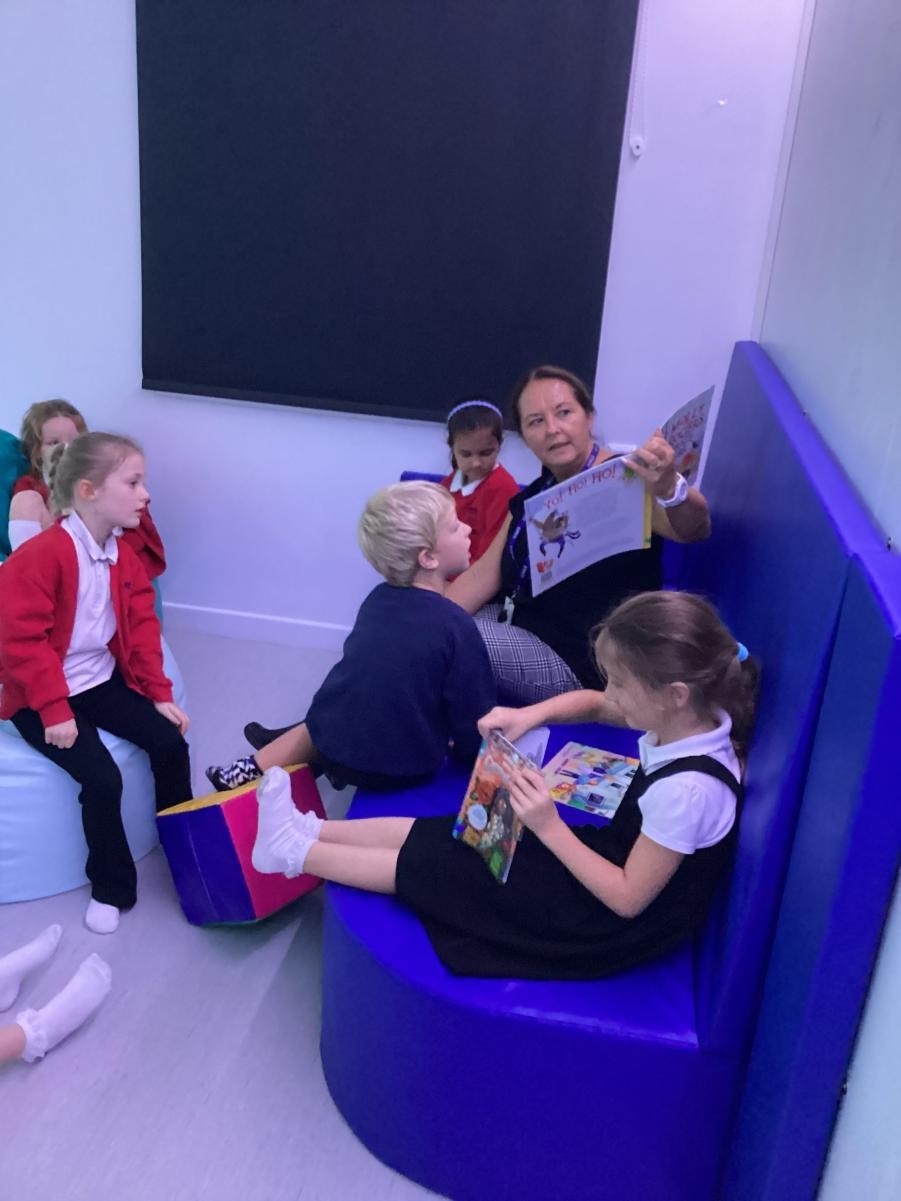 The children loved exploring lots of books in our lunchtime story club.