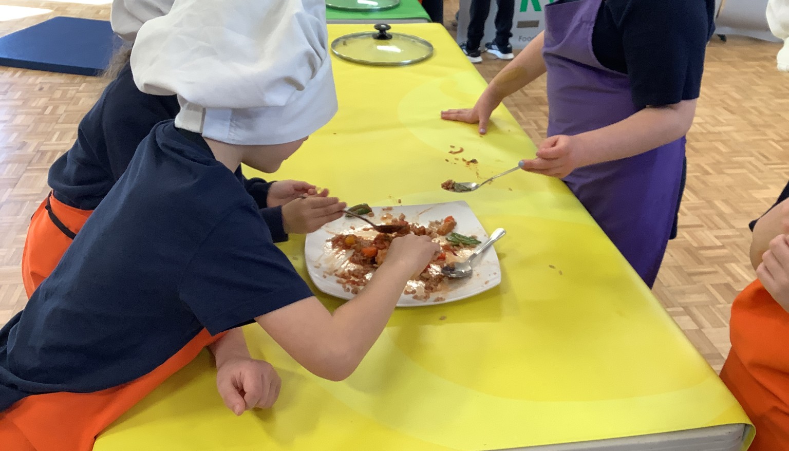 Tasting the food!
