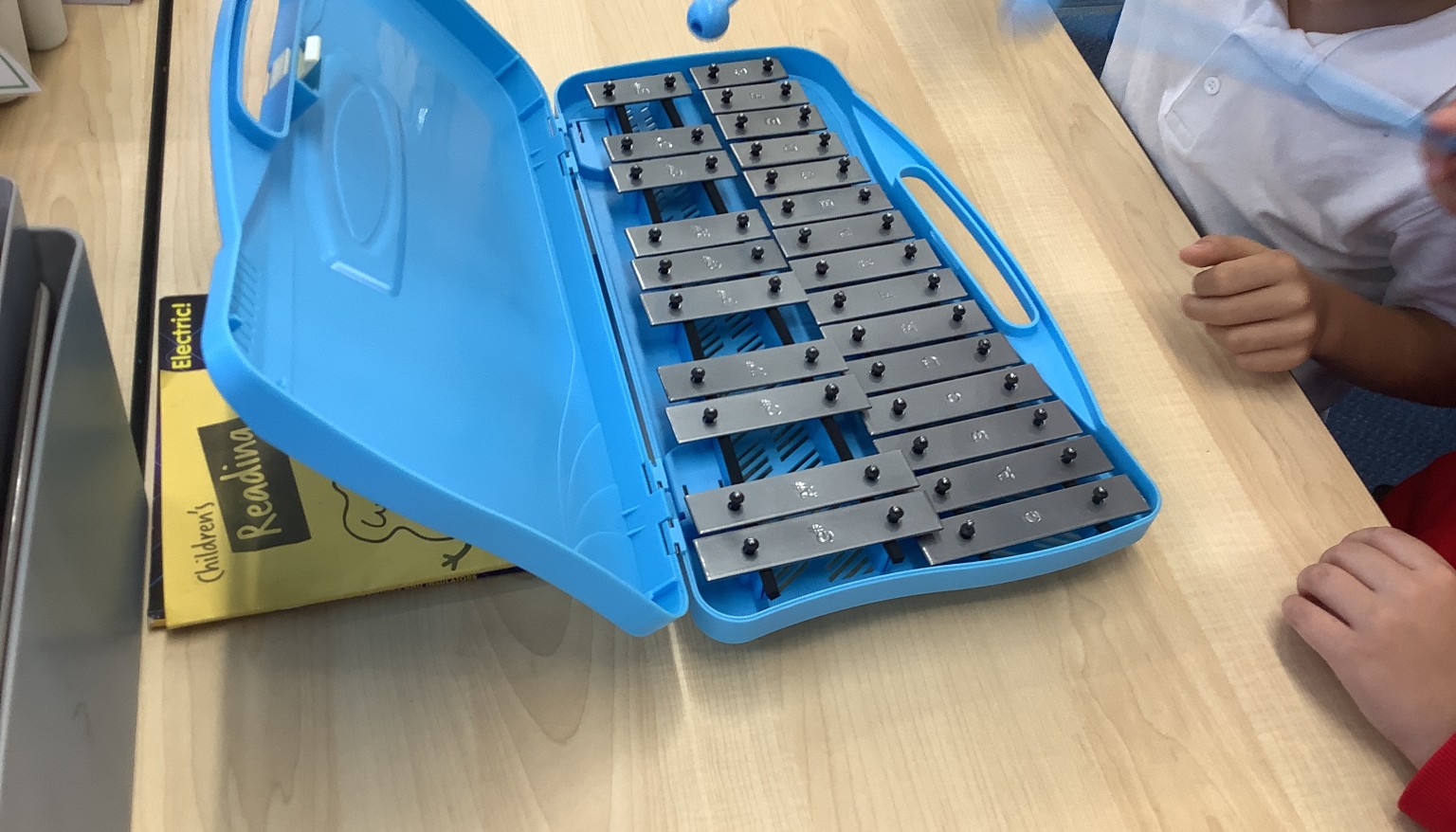 In music, we practiced playing different notes to play 'This Little Light of Mine'!