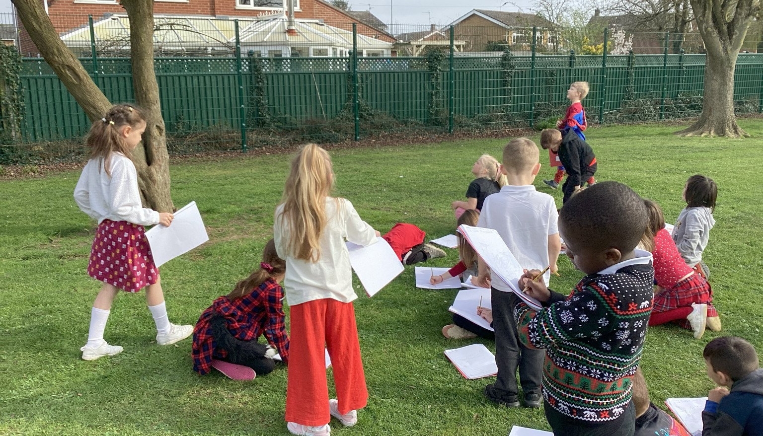 Doing some observational drawings in art.