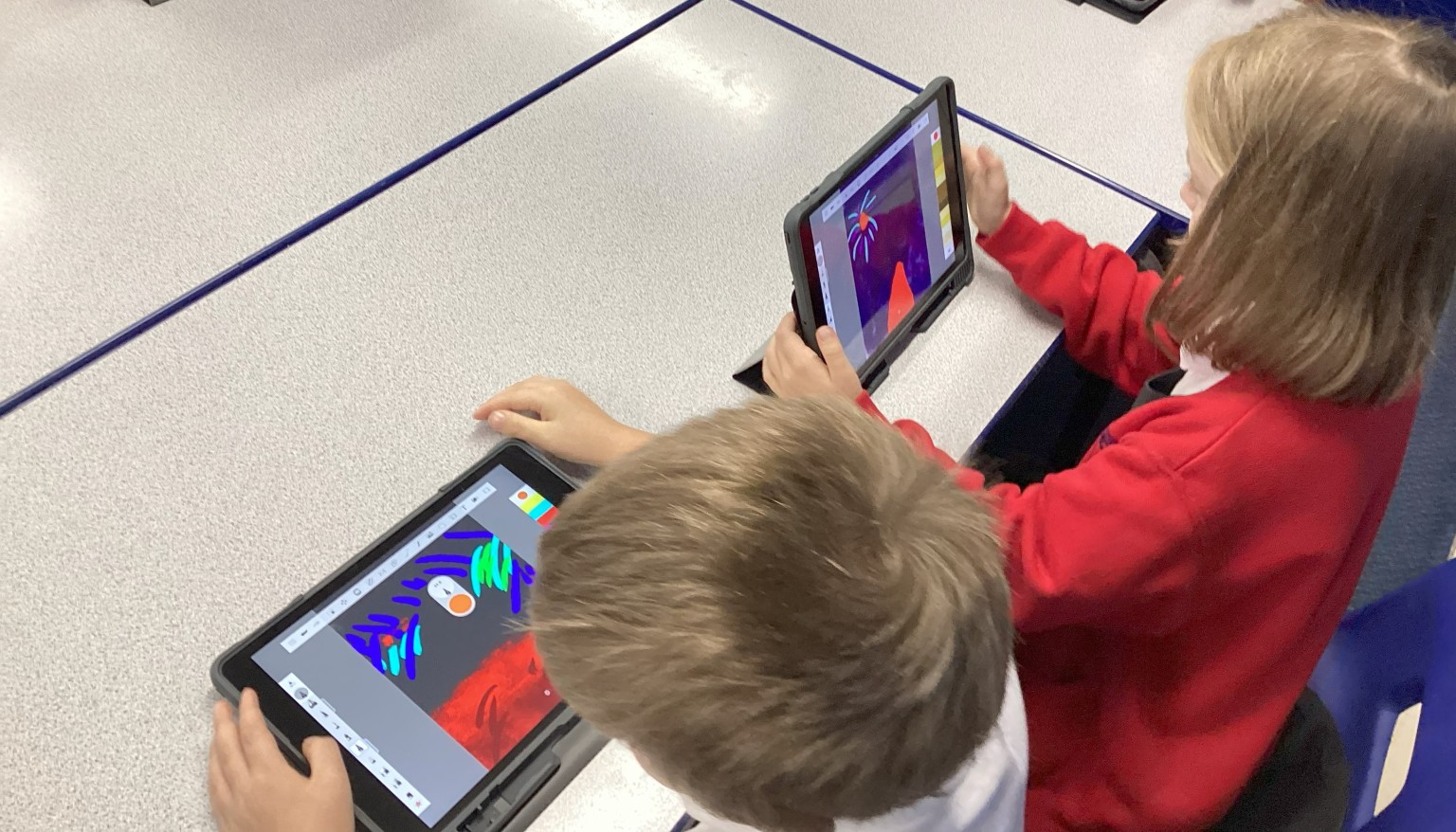 Digital Art - Making a bonfire picture on the iPads.