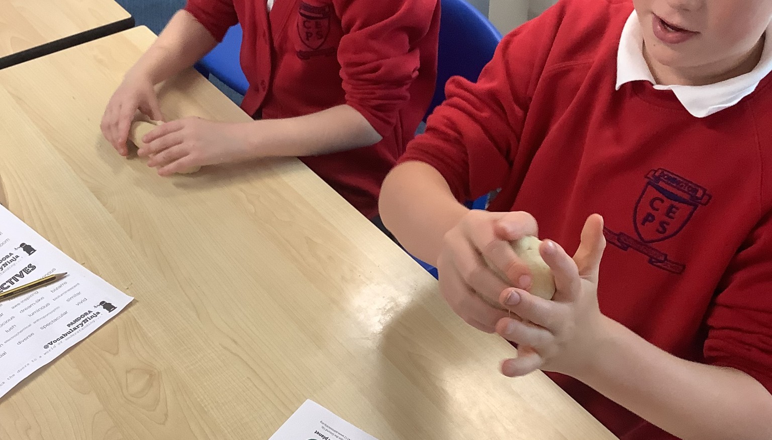 We created the planets using playdough.