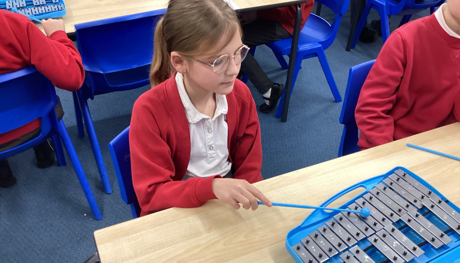 Music - We are learning to play the glockenspiel with Karl.