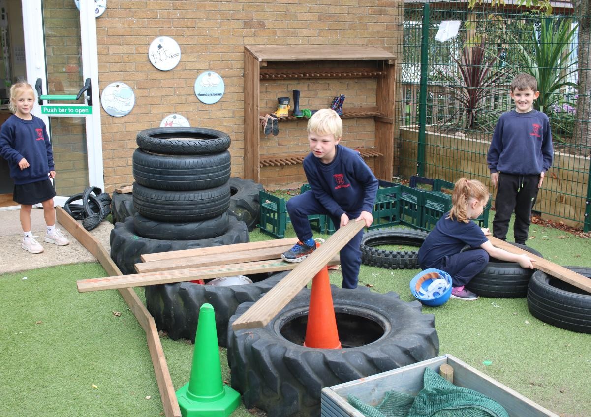 The children also showed off their team work building obstacle courses.