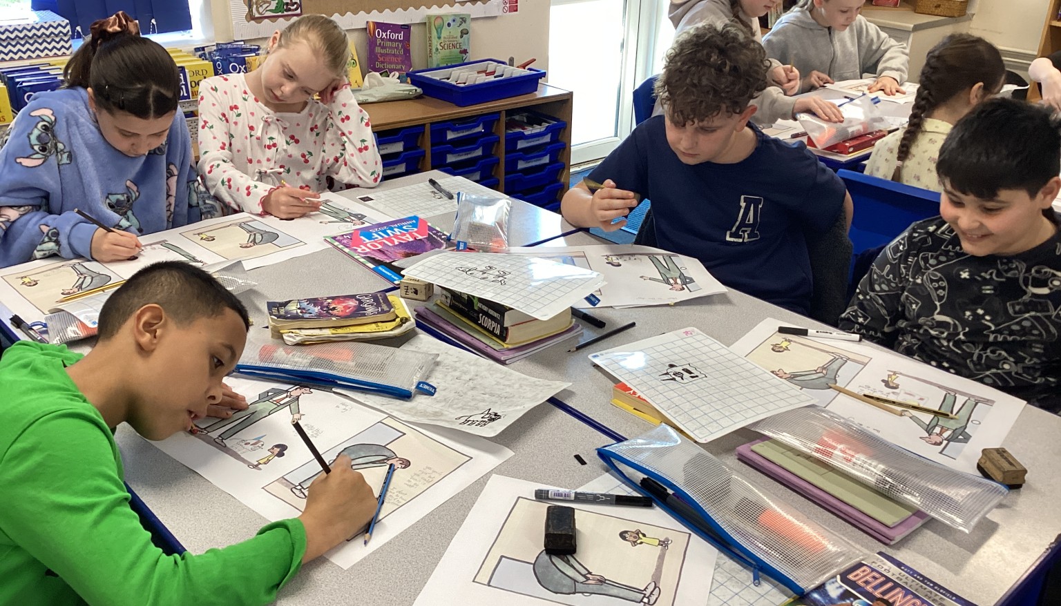 We looked at the book- I want a dog by John Agee. We created our own pages for the book as well as making our own class books.