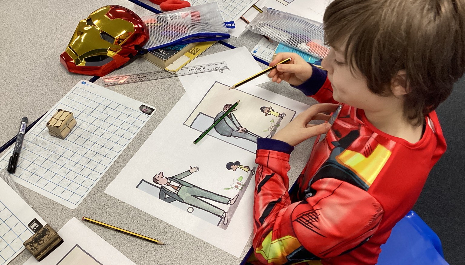 We looked at the book- I want a dog by John Agee. We created our own pages for the book as well as making our own class books.