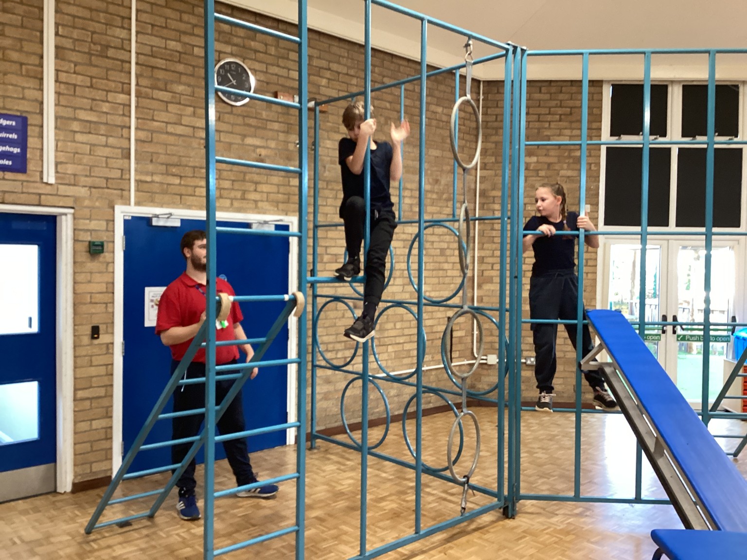 PE - We enjoyed using the apparatus in gymnastics.