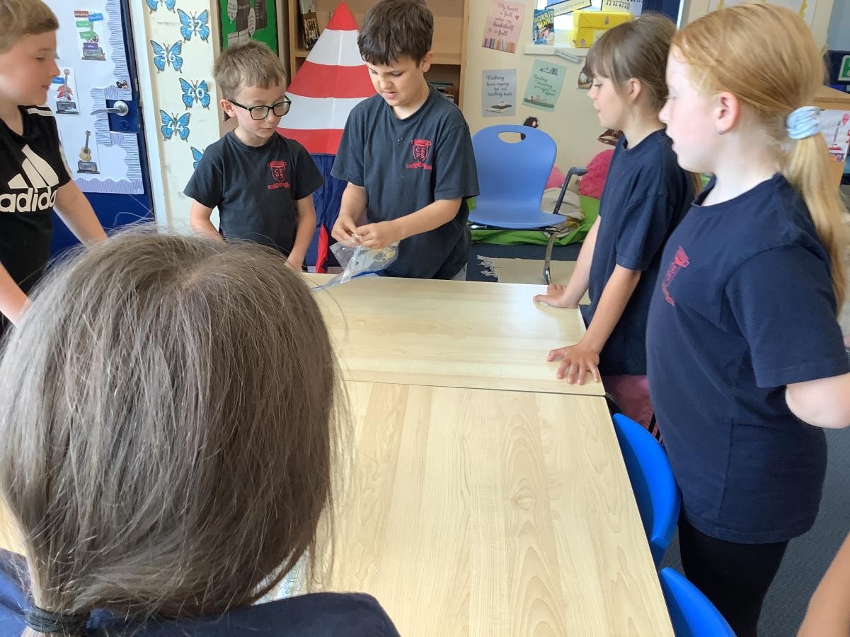 For our digestion topic in science, we modelled the digestive system using crackers, water, orange juice and tights!