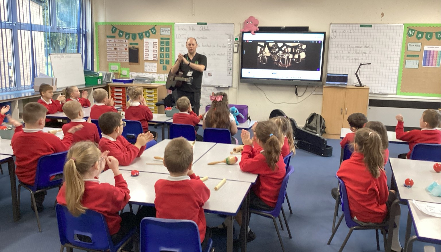 Enjoying our music lesson