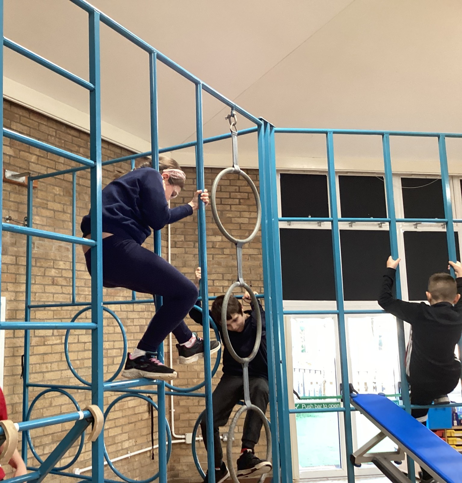 PE - We enjoyed using the apparatus in gymnastics.