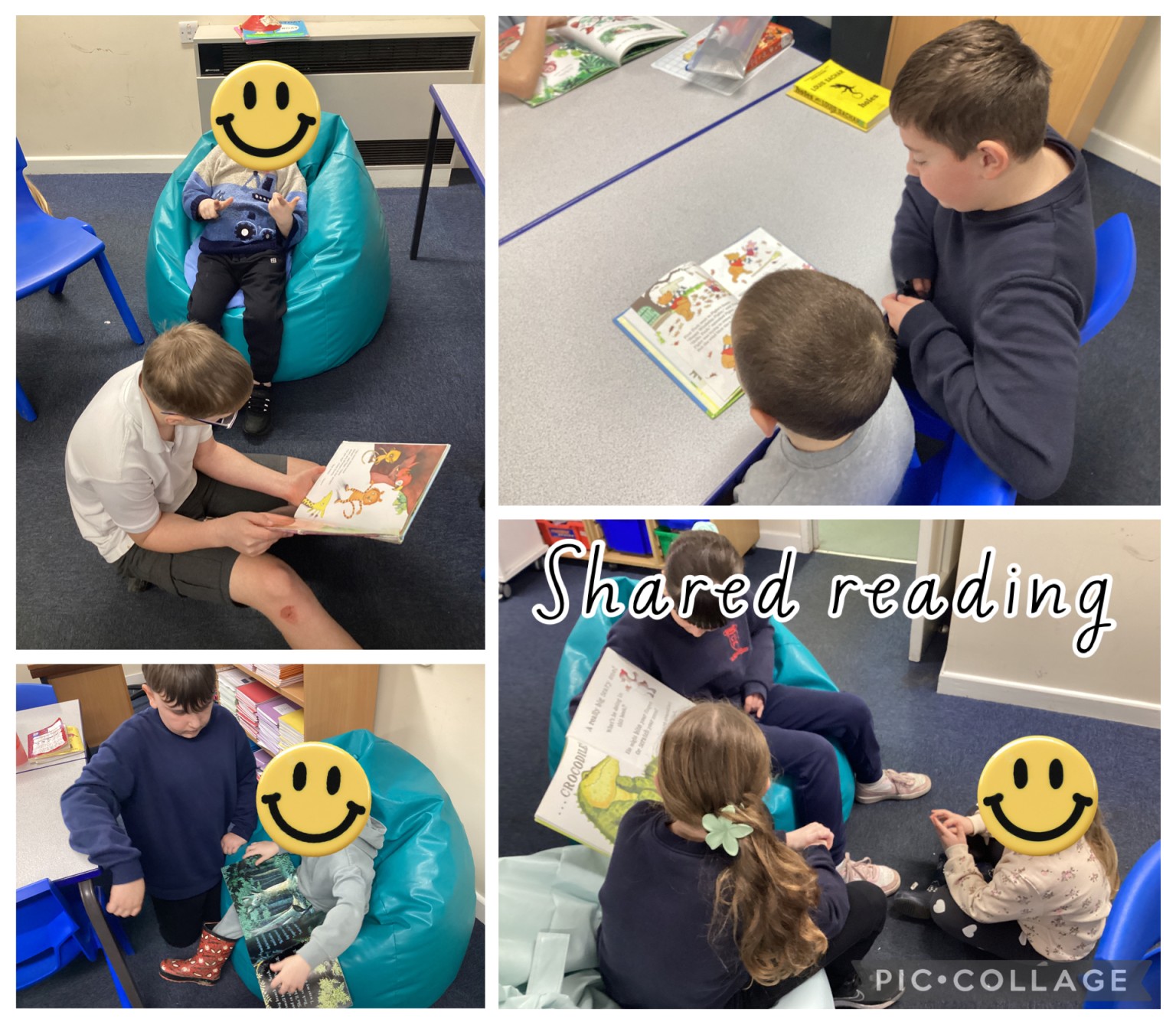 Falcons enjoyed shared reading with Ladybirds.
