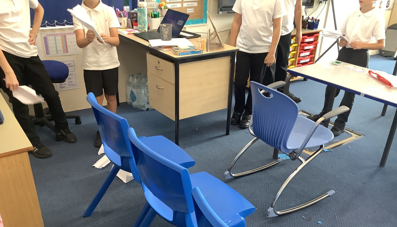 In Science, we used paper aeroplanes to demonstrate air resistance.