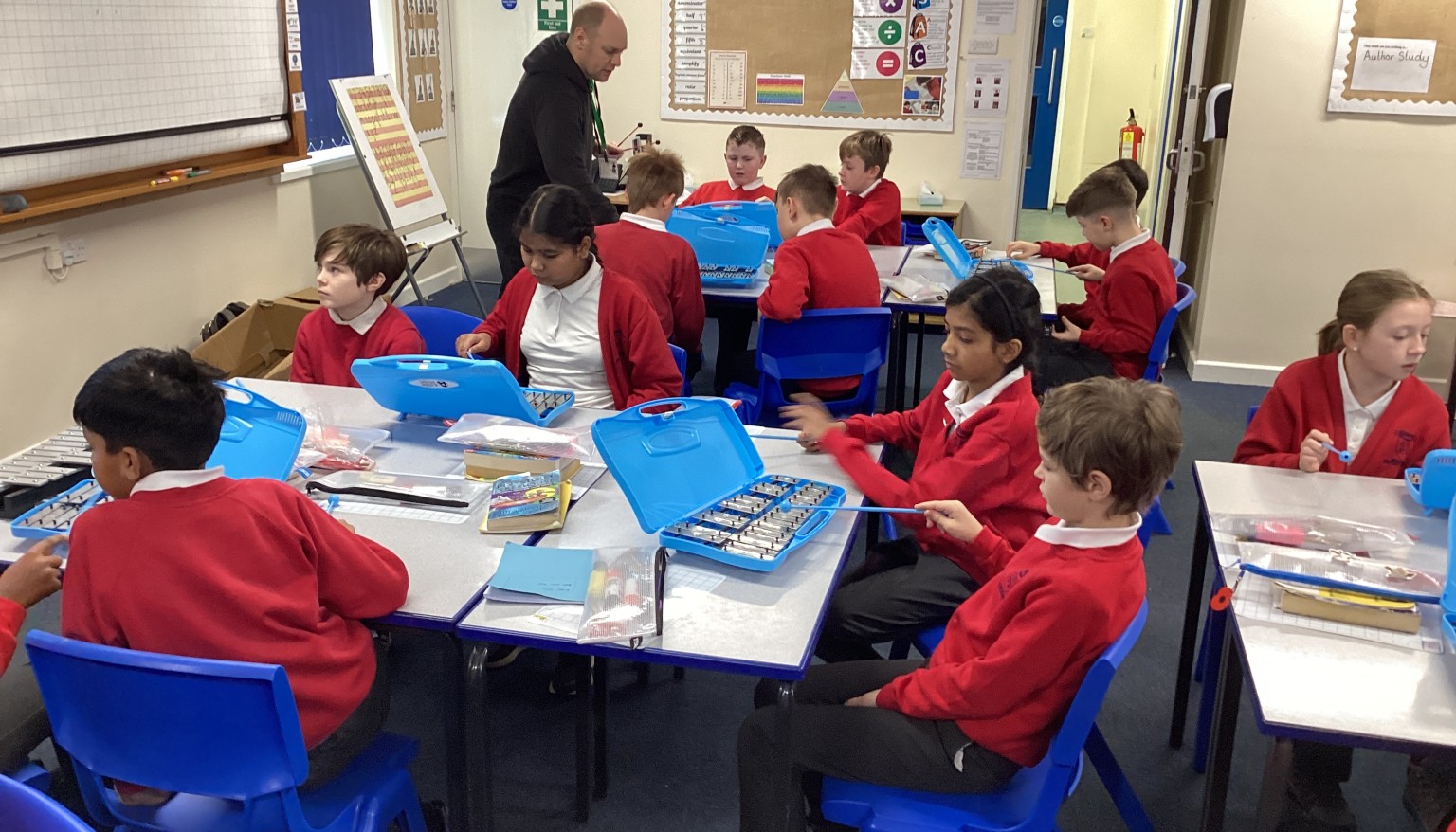 This half term we are learning to play the glockspiel with Karl and read music notation.