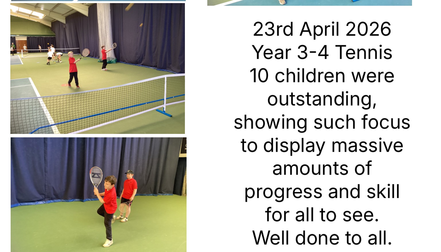 Tennis development session