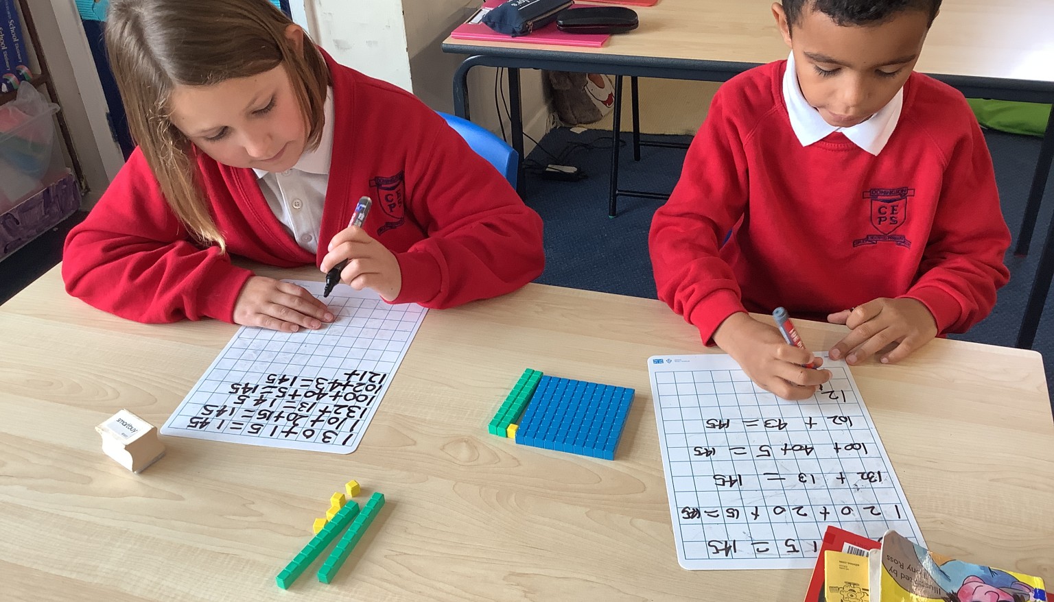 We used hundreds, tens and ones to practice our flexible partitioning!
