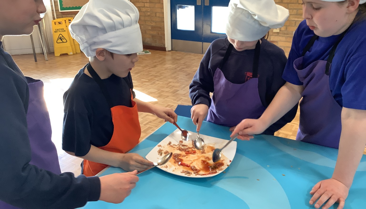 Tasting the food!