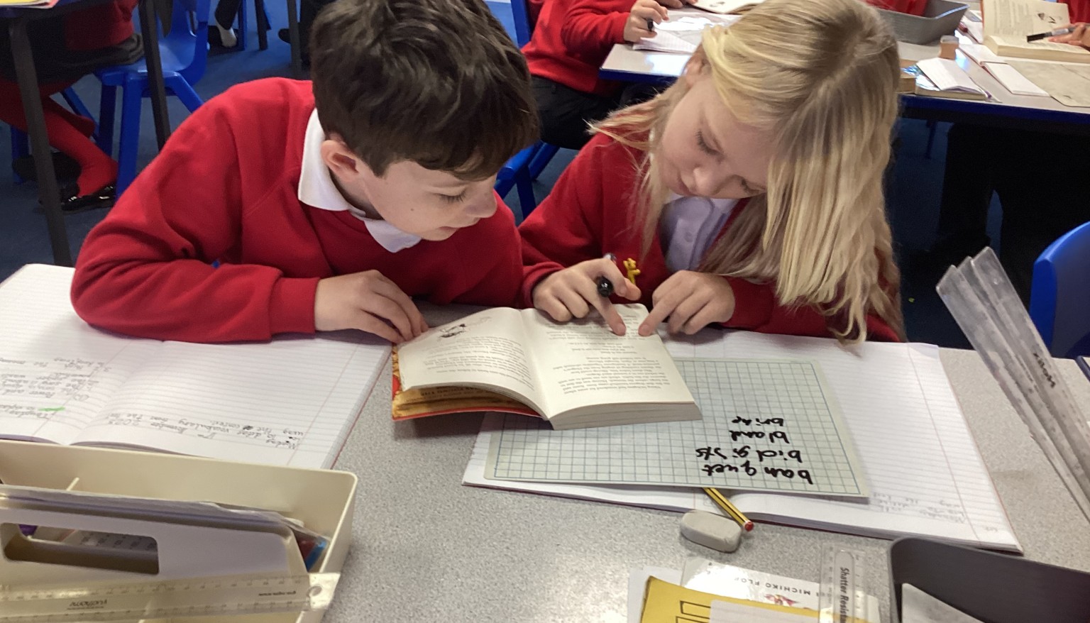 During guided readin we looked through our class book, making note of word we were unsure of