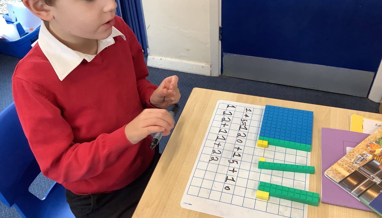 We used hundreds, tens and ones to practice our flexible partitioning!