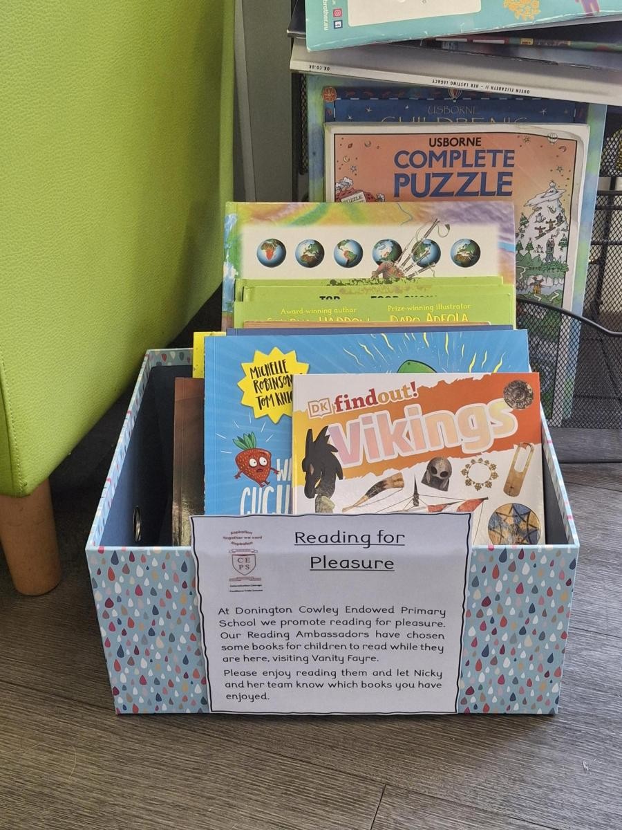 To promote reading in the local community, we have donated some books to the local hairdressers for children to enjoy when they visit!