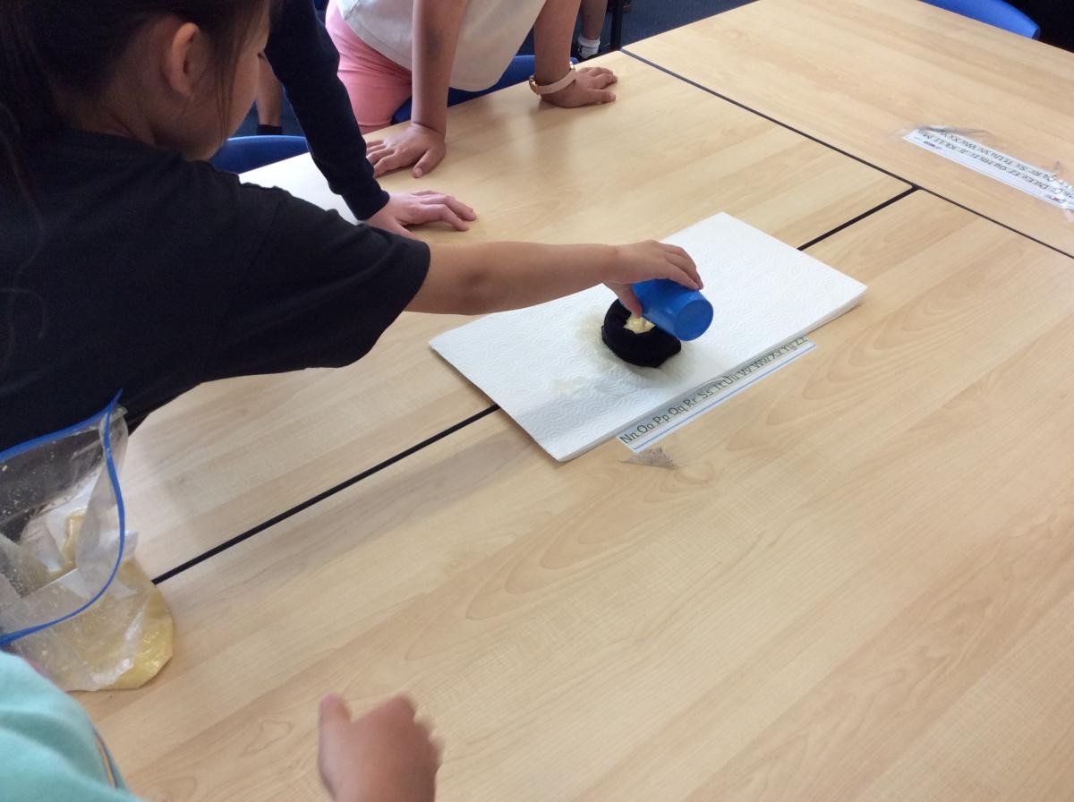 For our digestion topic in science, we modelled the digestive system using crackers, water, orange juice and tights!