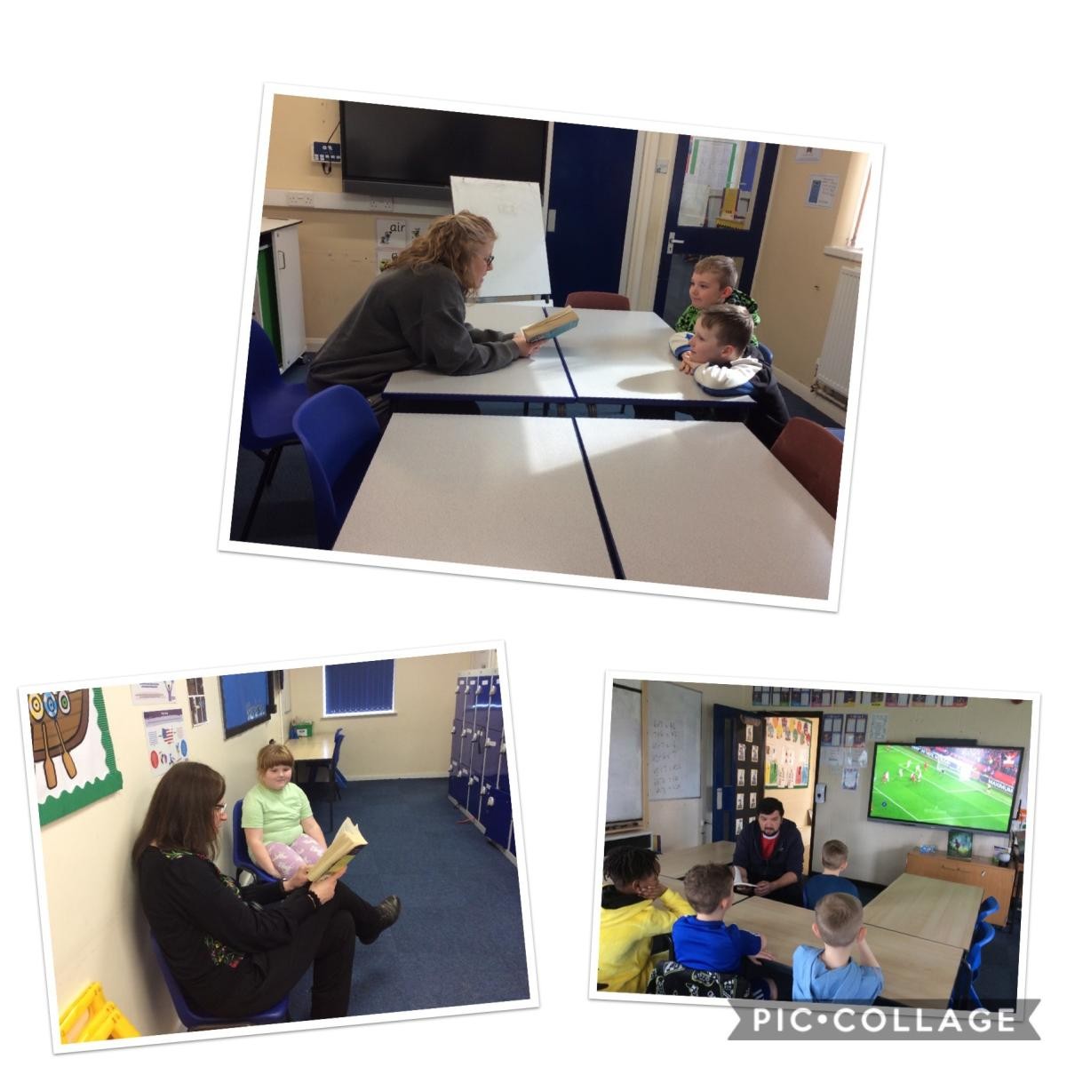 We chose a story we wanted to listen to and got to find out the mystery adult reading it which was exciting