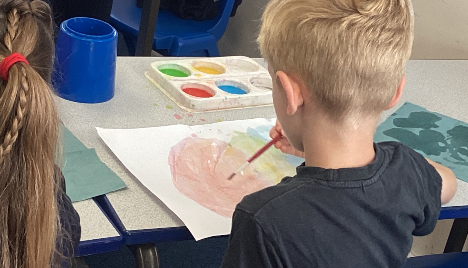 We created a wash with watercolours