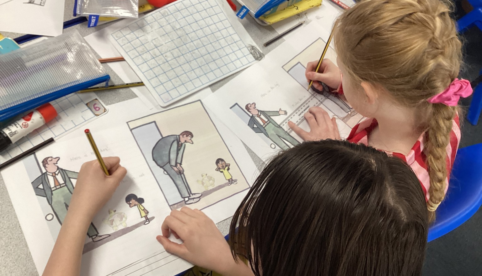 We looked at the book- I want a dog by John Agee. We created our own pages for the book as well as making our own class books.