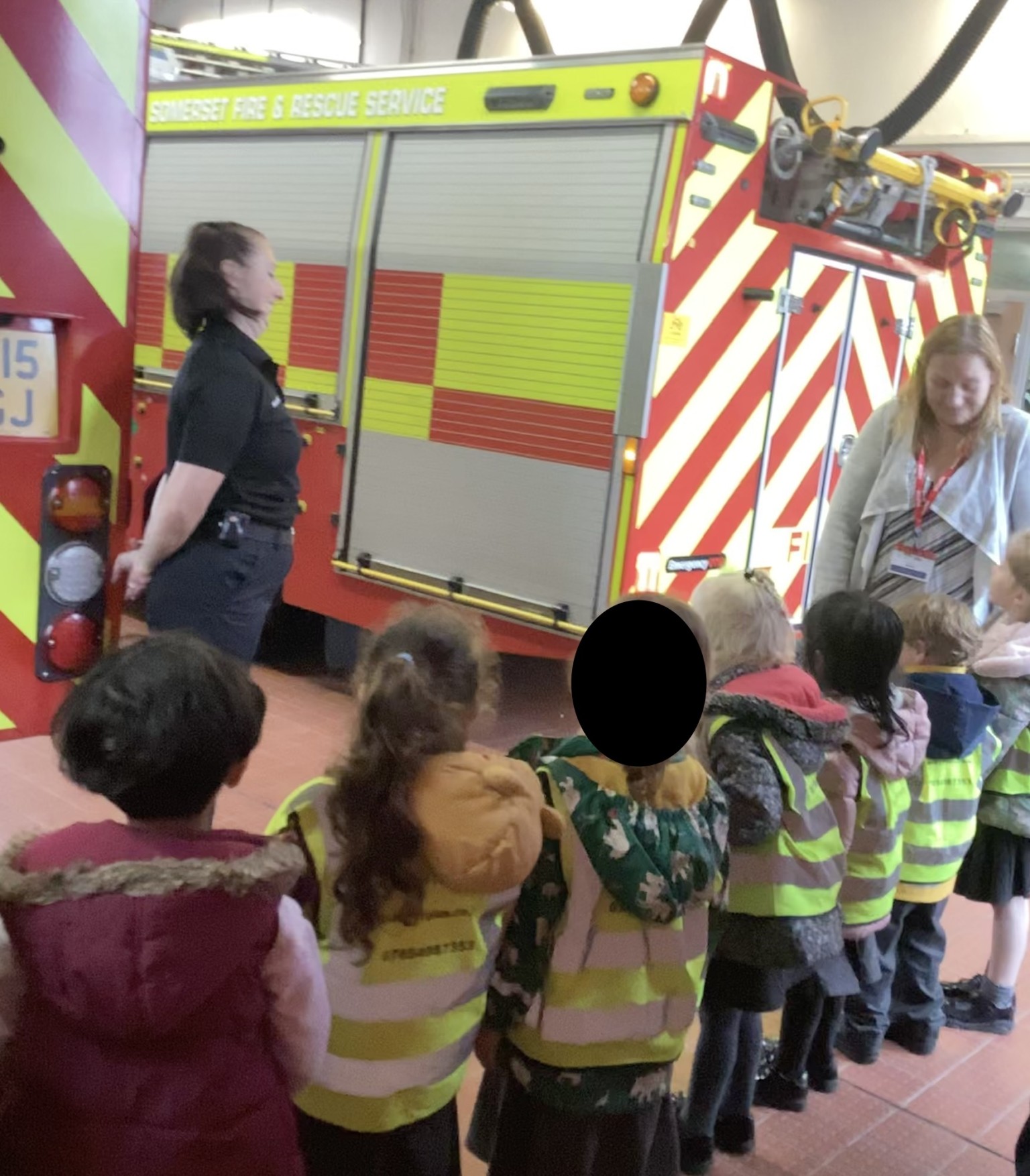 We got to see them move the fire engine. 