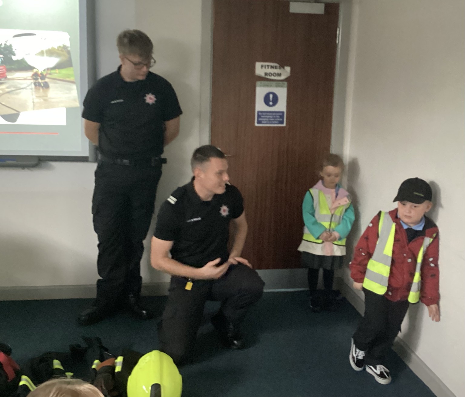 Reggie and Lily had to move in the way firemen do when they enter a burning building. 